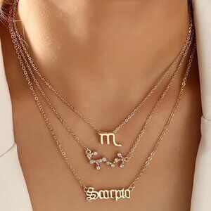 NEW SCORPIO 3PC Set Gold Necklaces Sagittarius Sun Sign Gold Astrology Horoscope